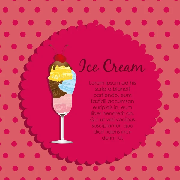 Этикетка мороженое на розовом фоне — стоковый вектор