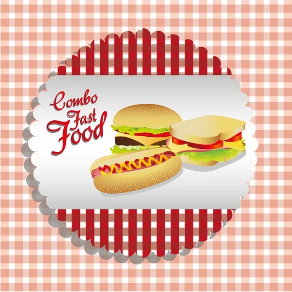 Fast food combo label — Stock Vector