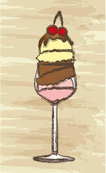 Crème glacée de bord grunge — Image vectorielle