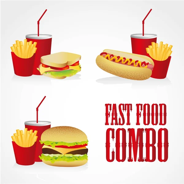 Ícones de combos fast food — Vetor de Stock