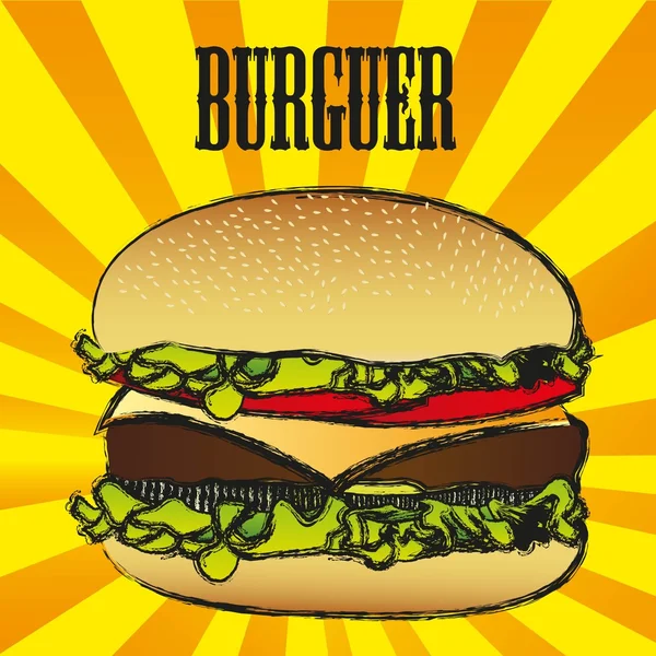 Illustration av en hamburgare — Stock vektor