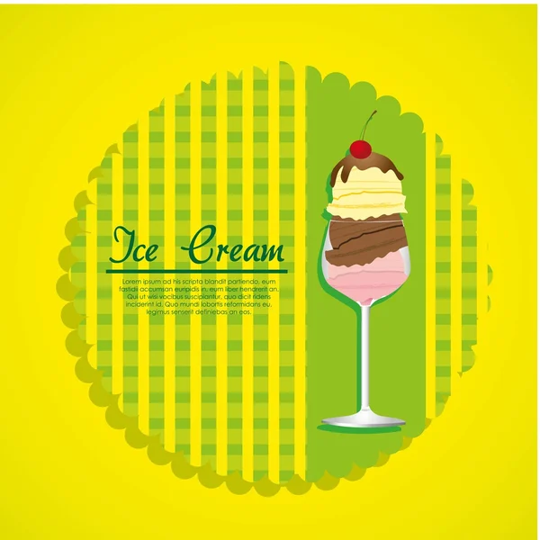 Этикетка мороженое на зеленом фоне — стоковый вектор