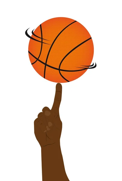 Pallone da basket con mano — Vettoriale Stock