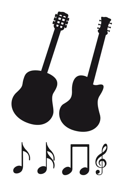 Silhouette de guitare — Image vectorielle