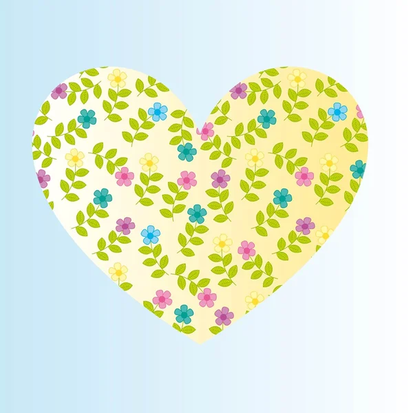 Coeur mignon avec des fleurs — Image vectorielle