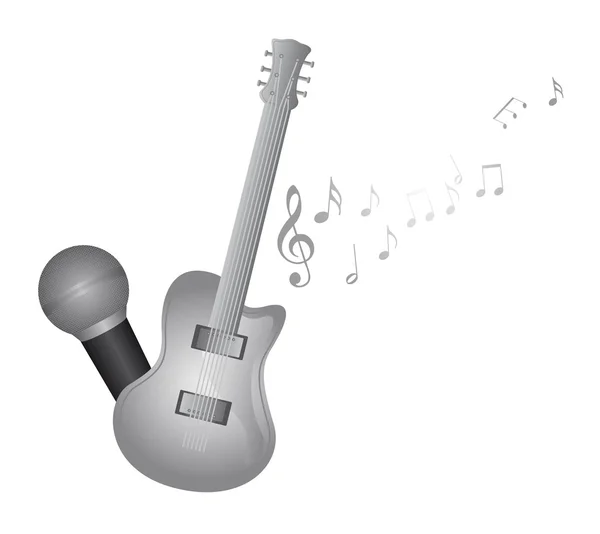 Gitar ve mikrofon — Stok Vektör
