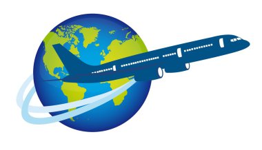 plane over planet clipart