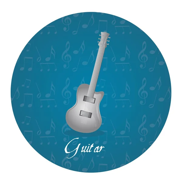Etiqueta círculo de guitarra — Vetor de Stock