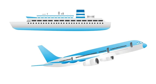 Корабль и самолет — стоковый вектор