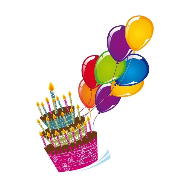 Κέικ με μπαλόνια — Διανυσματικό Αρχείο