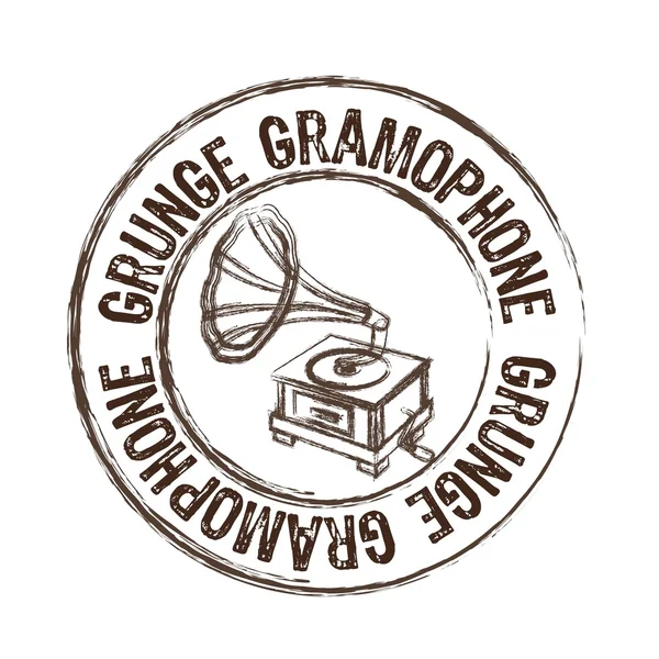 Grunge gramophone stamp — Stock Vector