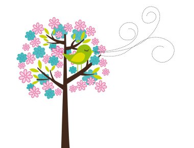 cute tree and bird clipart