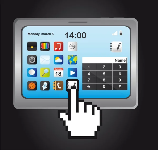 Tablette avec icônes — Image vectorielle