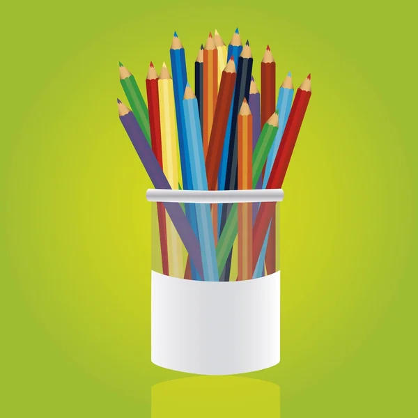 Colored pencils in pencil holders — Stock Vector