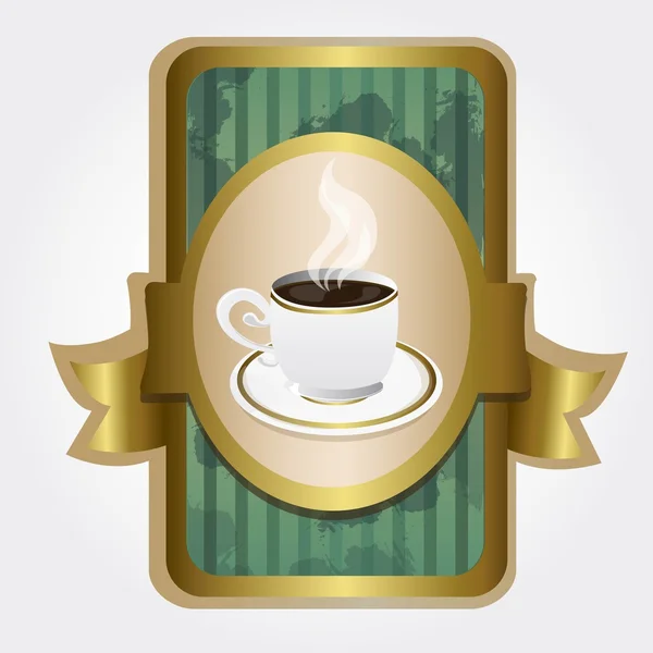 Xícara de café no rótulo —  Vetores de Stock
