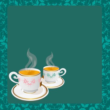 Tea cups background clipart