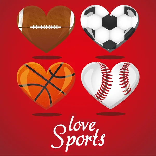 Me encantan los deportes — Vector de stock