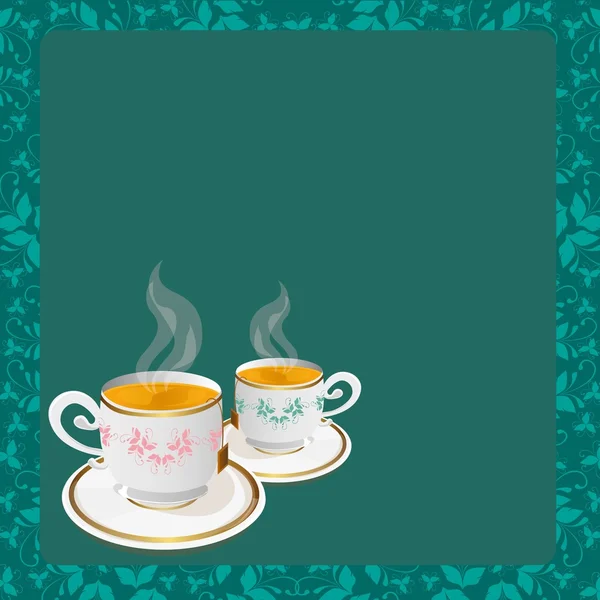 Tea cups background — Stock Vector