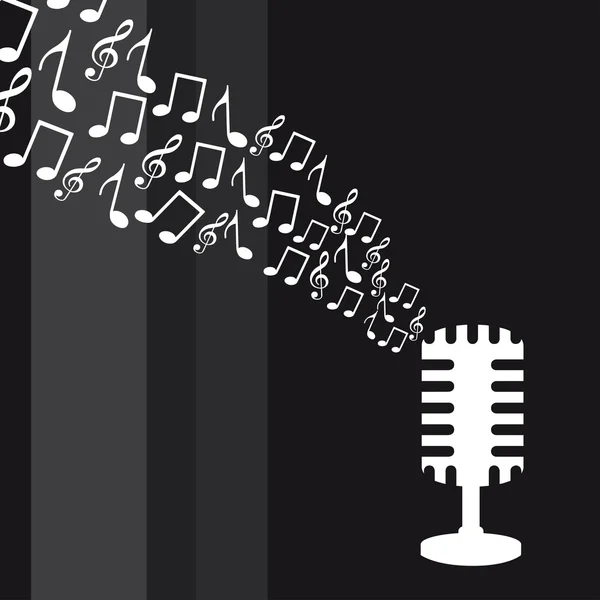 Microphone with music notes — Stock Vector