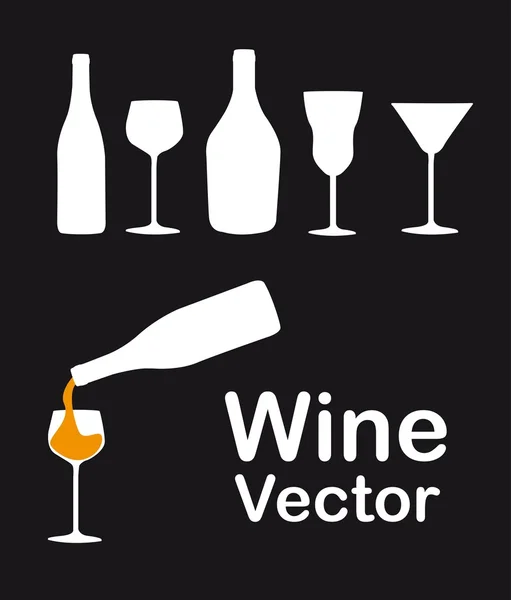 Weinflasche und Tassen — Stockvektor