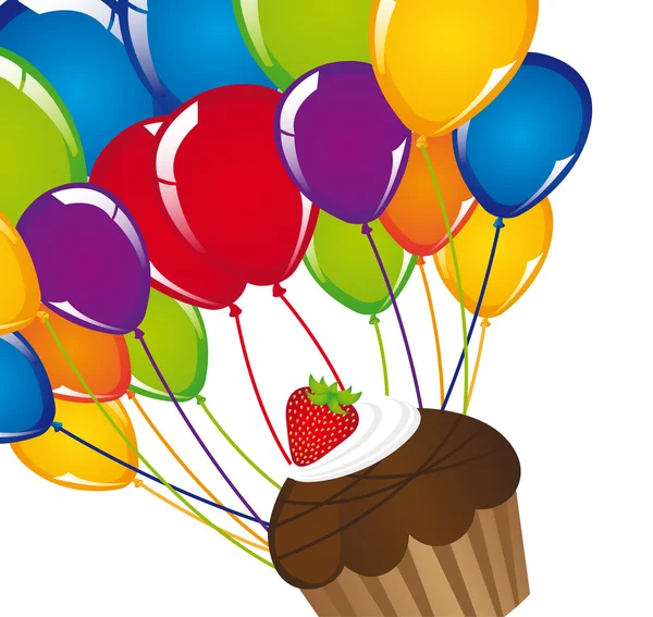 Кубковий торт з повітряними кульками — стоковий вектор