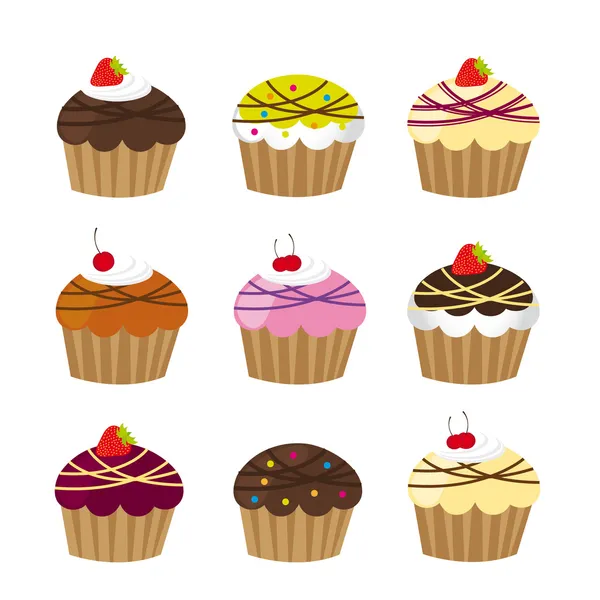 Cute cup cakes — Stock Vector