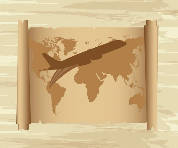 Flugzeug über Karte — Stockvektor
