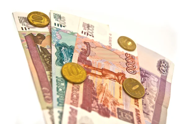 Russische Banknoten und Münzen — Stockfoto