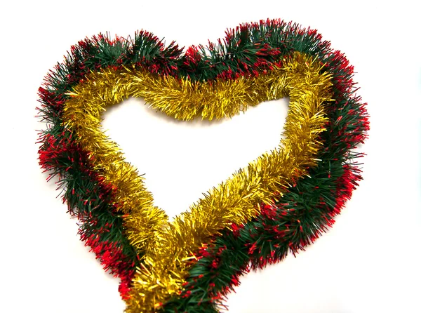 Golden tinsel heart — Stock Photo, Image