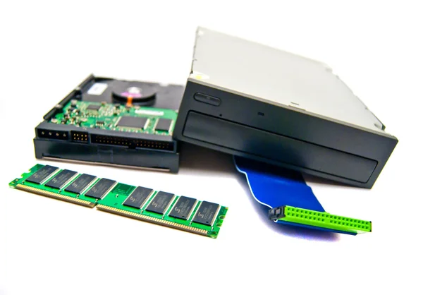 Hard drive, cd-rom and computer memory — Stock Photo, Image