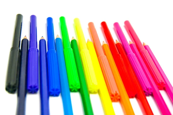 Colorful pencils and markers — Stock Photo, Image