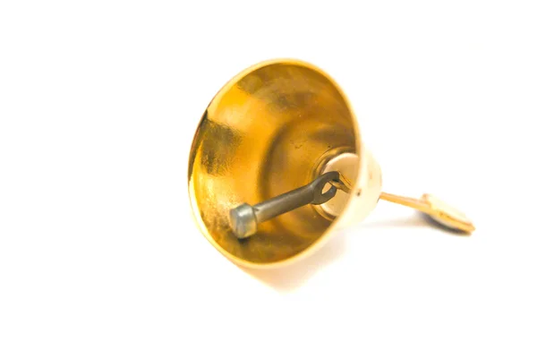 Old handbell close-up on white — Stock Photo, Image