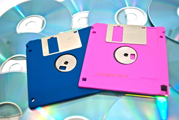 Different floppy disk on cd's — Stock Photo, Image