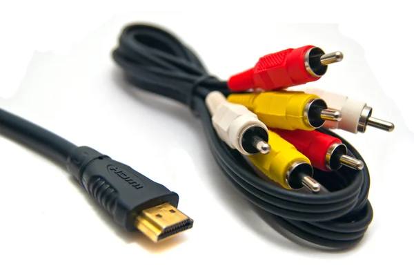 Färgglada kablar. HDMI & Composit — Stockfoto