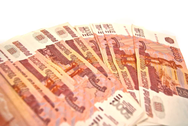 Många ryska sedlar — Stockfoto