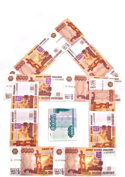 Dům peníze ruských bankovek — Stock fotografie