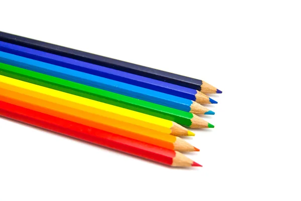 Creioane colorate de aproape pe alb — Fotografie, imagine de stoc