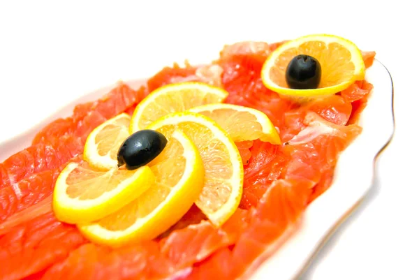 Close-up de salmão fresco fumado — Fotografia de Stock