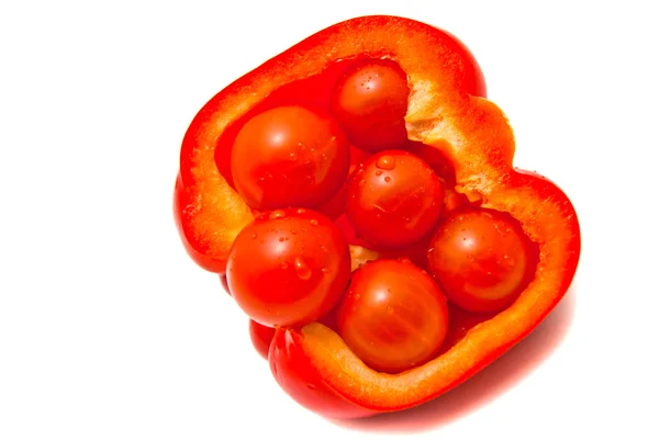 Pimenta fresca e tomate cereja — Fotografia de Stock