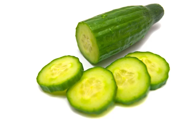 Fresh cucumber close-up on white — Stock Photo, Image
