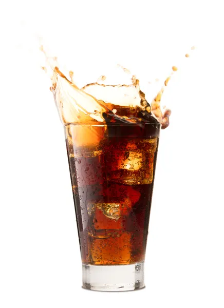 Cola splash na biały — Zdjęcie stockowe