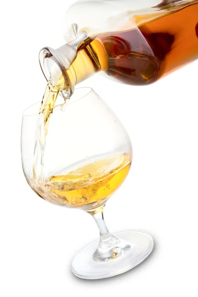 Conhaque de vidro e garrafa — Fotografia de Stock