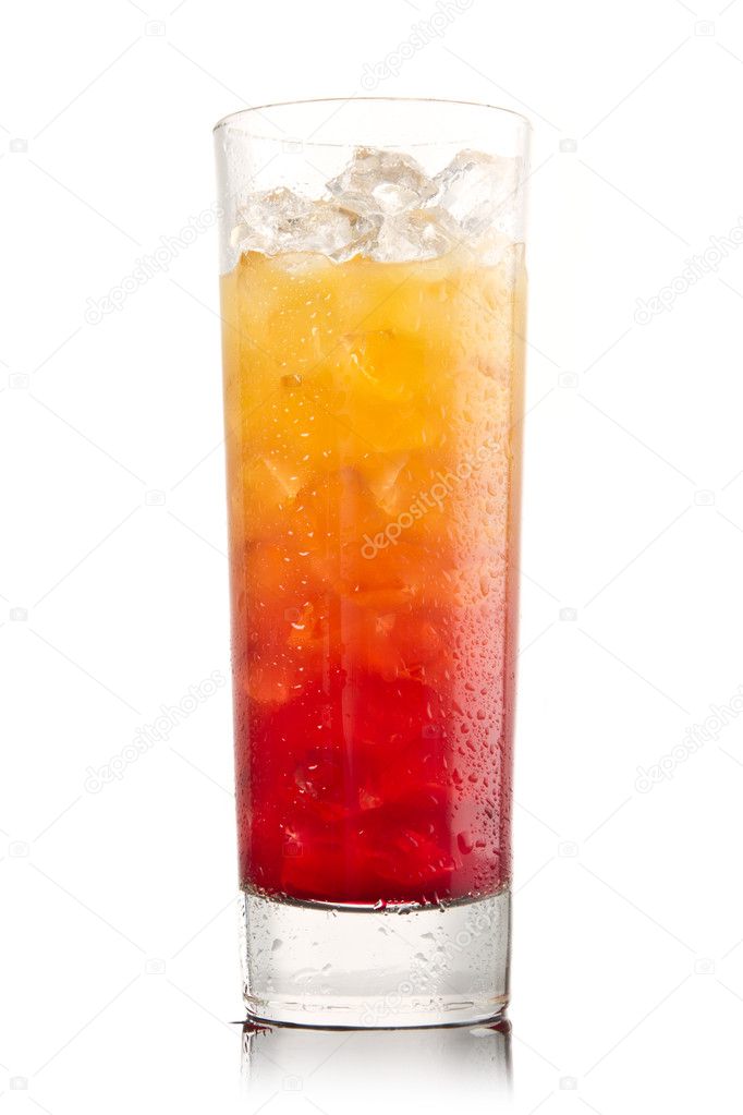 Tequila sunrise Cocktail on a white