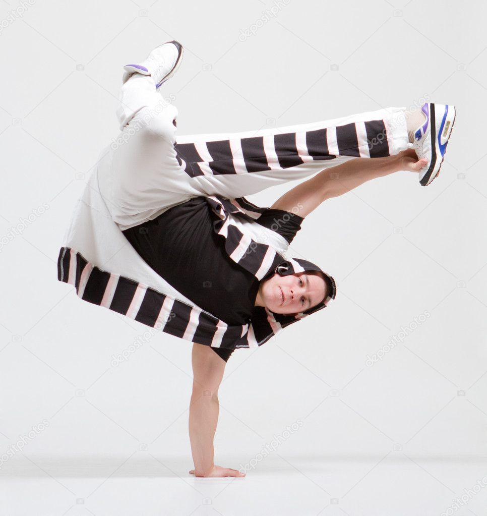 Stylish and cool breakdance style dancer posing