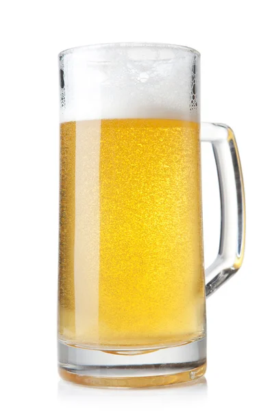 Beer into glass isolated on white. three options — Stock Photo, Image