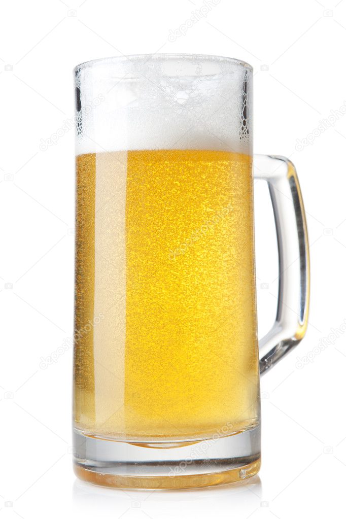 Beer into glass isolated on white. three options
