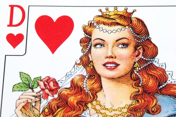 Kártya királynő kapcsolattartónként részletei — Stock Fotó