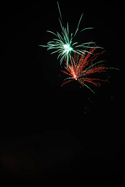 High red and green fireworks — Stock Photo, Image