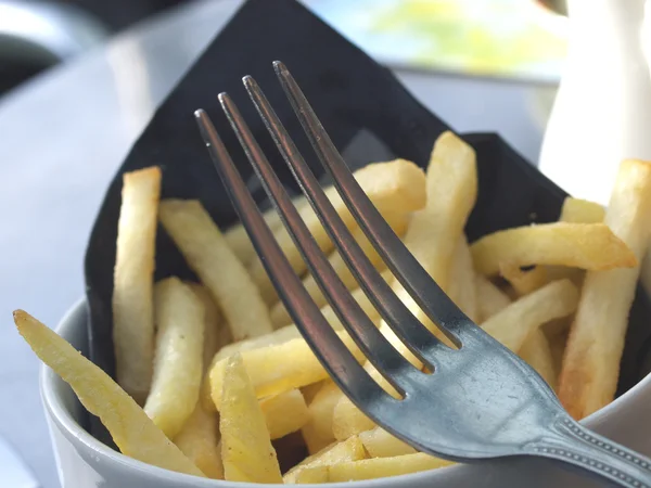 Fries with Fork — Stock Photo, Image