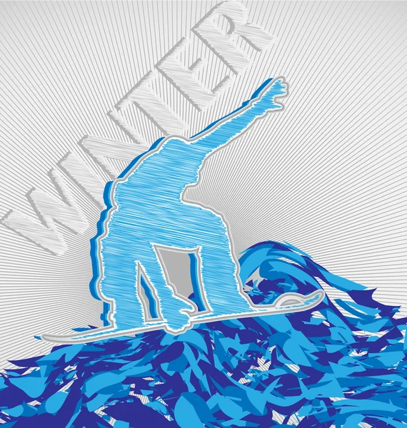 Affiche Scribble Snowboarder — Image vectorielle